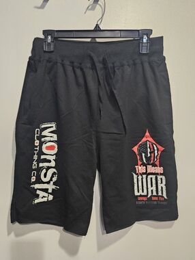 Monsta Clothing Black Graphic Men's Athletic Shorts